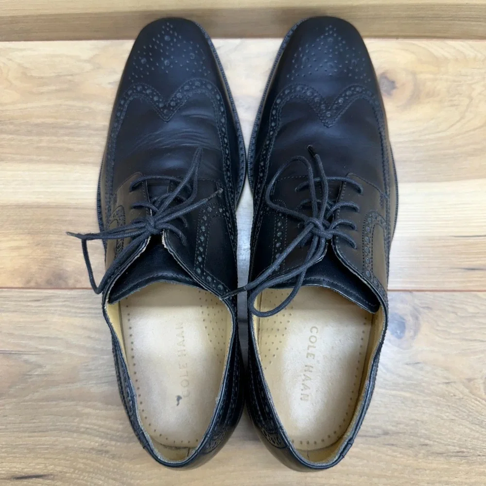 Cole Haan Wingtip Oxfords Mens 11 M Black Leather Dress Shoes